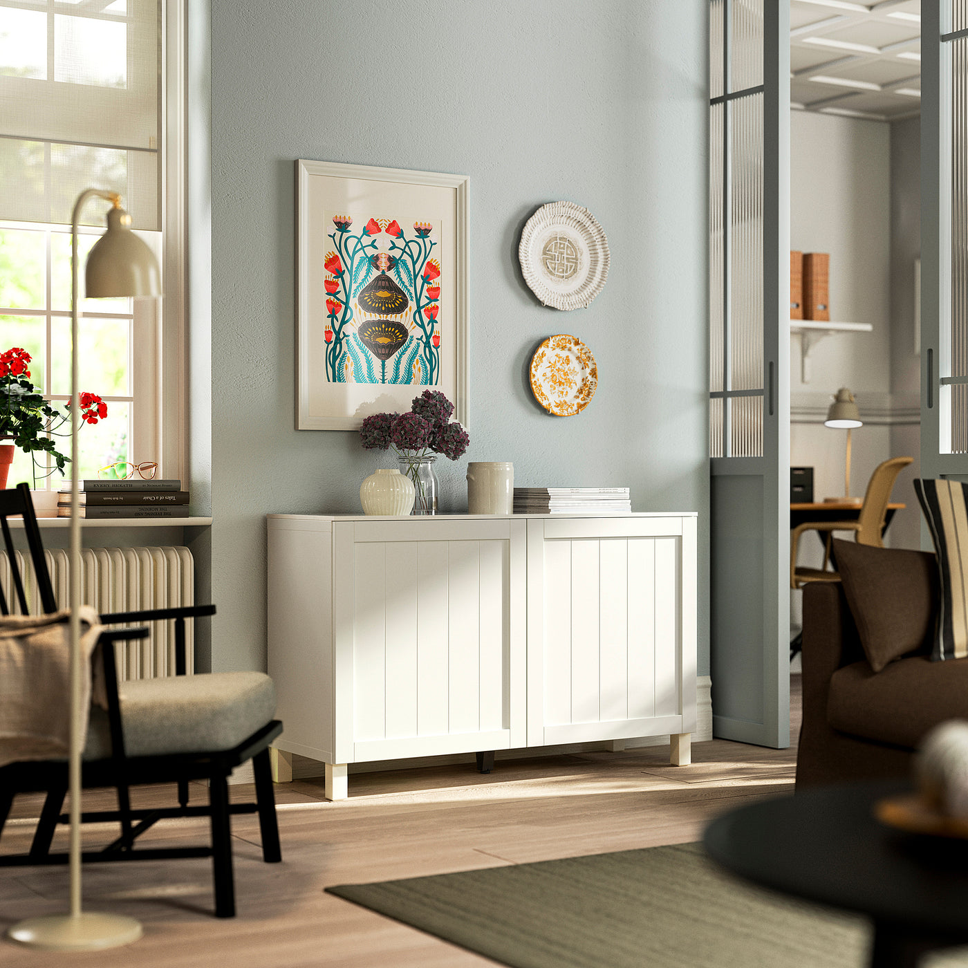 BESTÅ storage combination with doors, white/Pipmakare white, 120x42x75 cm