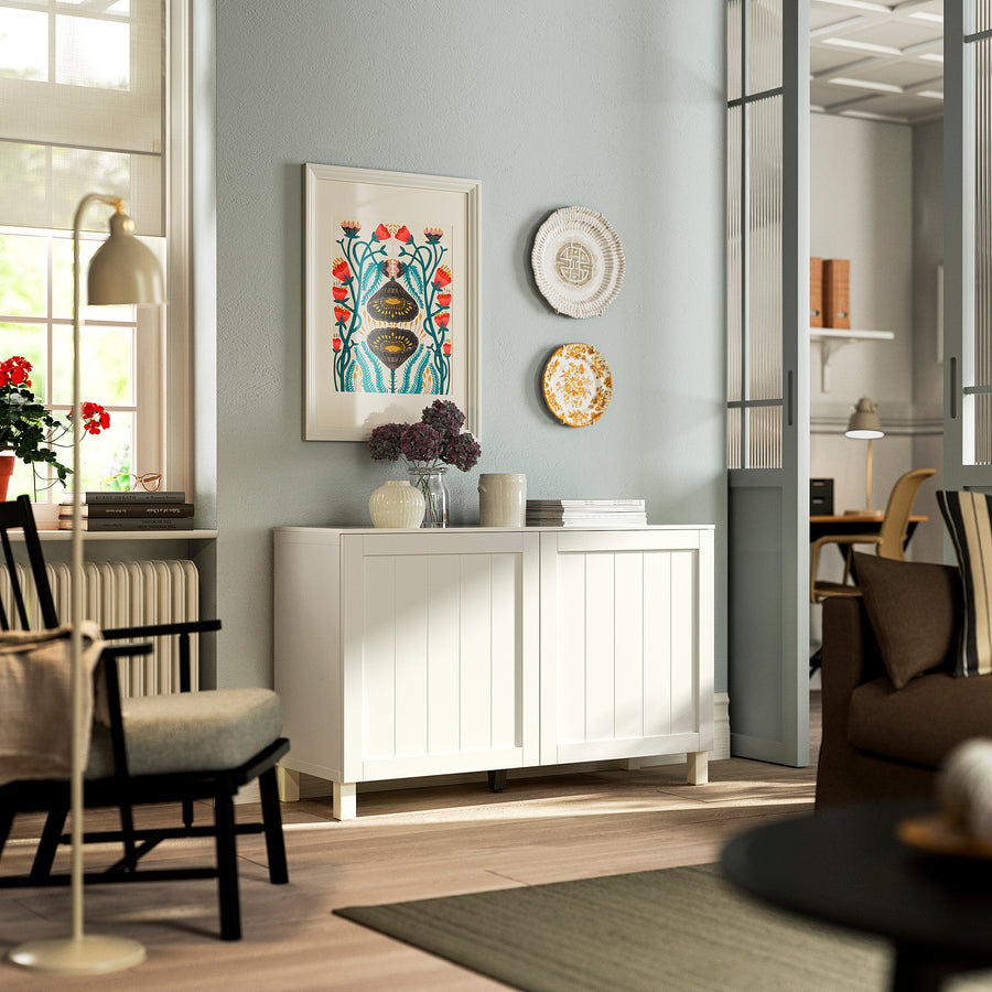 BESTÅ storage combination with doors, white/Pipmakare white, 120x42x75 cm