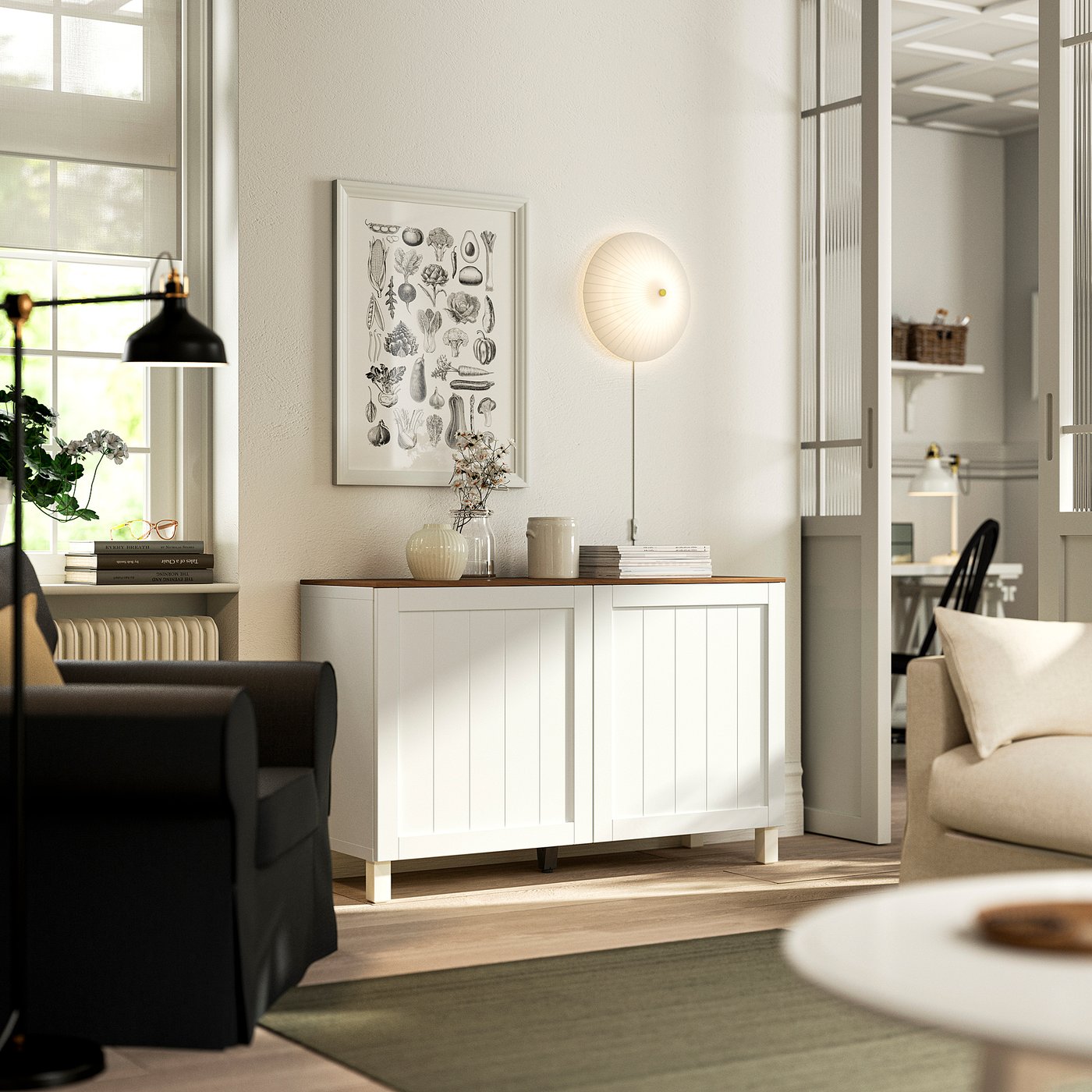 BESTÅ storage combination with doors, white/Pipmakare white, 120x42x75 cm