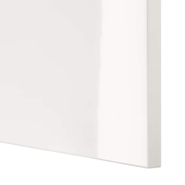 BESTÅ - Storage combination with doors, white/Selsviken high-gloss/white, 120x42x74 cm