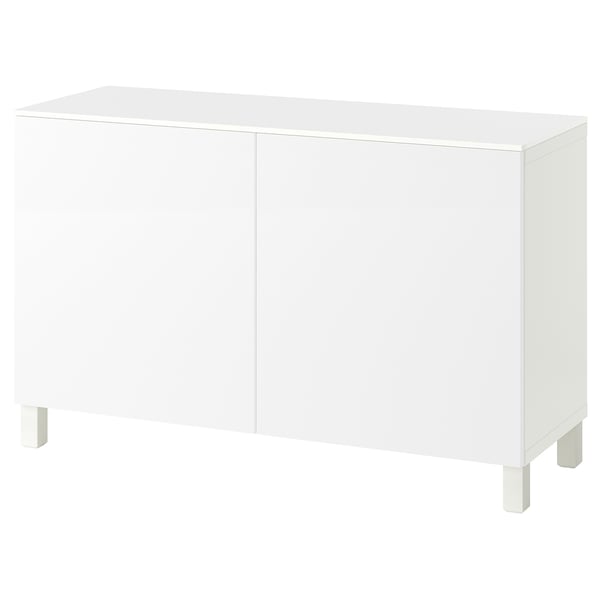 BESTÅ cabinet with doors, white/Selsviken/Stubbarp white, 120x42x75 cm
