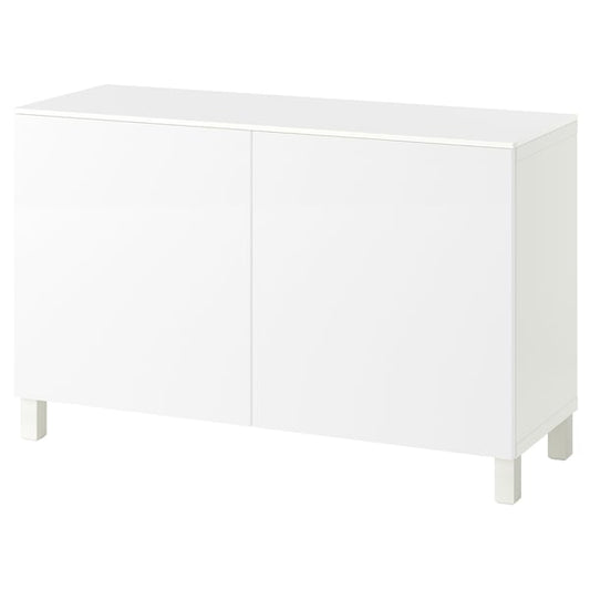 BESTÅ cabinet with doors, white/Selsviken/Stubbarp white, 120x42x75 cm