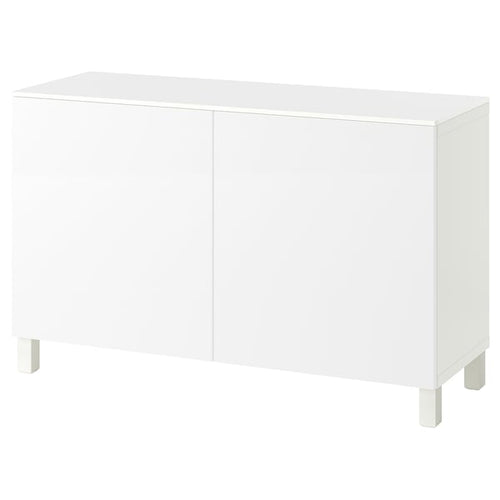 BESTÅ storage combination with doors, white/Selsviken/Stubbarp white, 120x42x75 cm