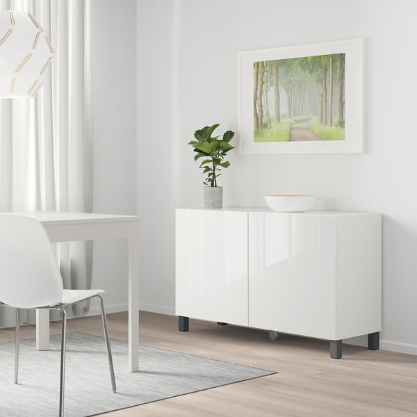 BESTÅ - BESTÅ Storage combination with doors, white/Selsviken/Stubbarp dark grey, 120x40x74 cm