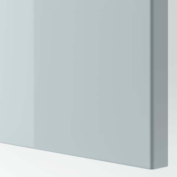 BESTÅ - BESTÅ Storage combination with doors, white Selsviken/Stubbarp/high-gloss light grey-blue, 120x42x74 cm