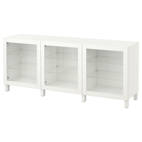 BESTÅ storage combination with doors, white/Sindvik/Stubbarp white clear glass, 180x42x74 cm