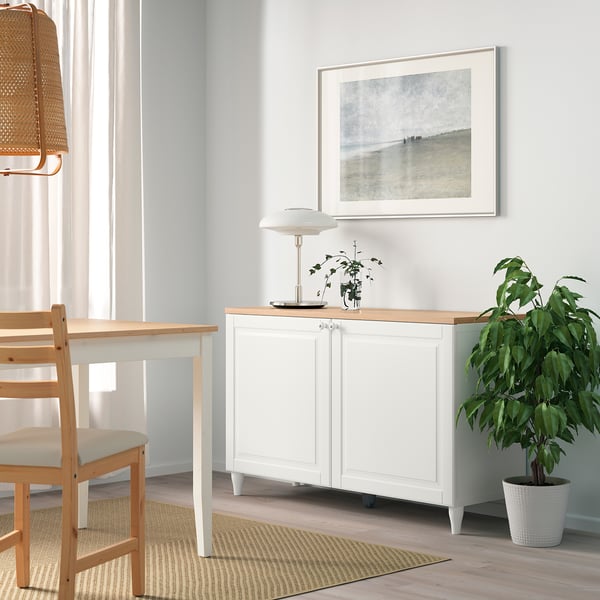 BESTÅ storage combination with doors, white/Smeviken/Kabbarp white, 120x42x76 cm