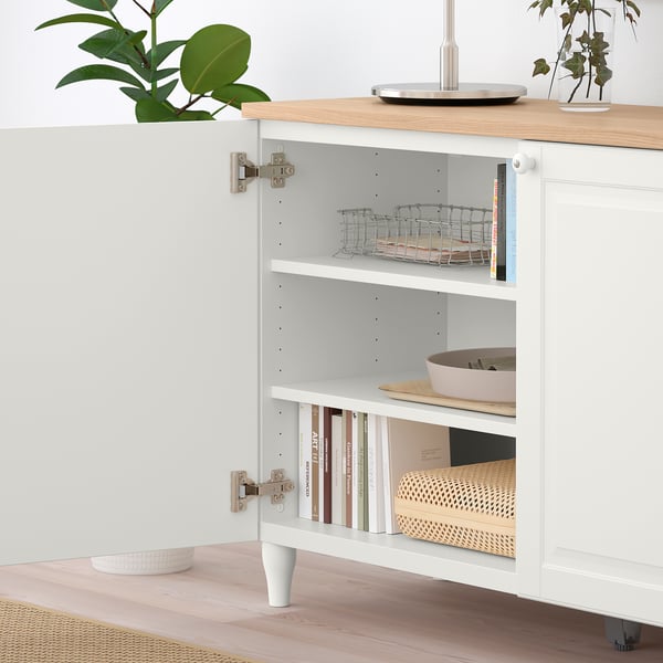 BESTÅ storage combination with doors, white/Smeviken/Kabbarp white, 120x42x76 cm