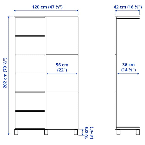 BESTÅ - Storage combination with doors, white Studsviken/white woven poplar, 120x42x202 cm