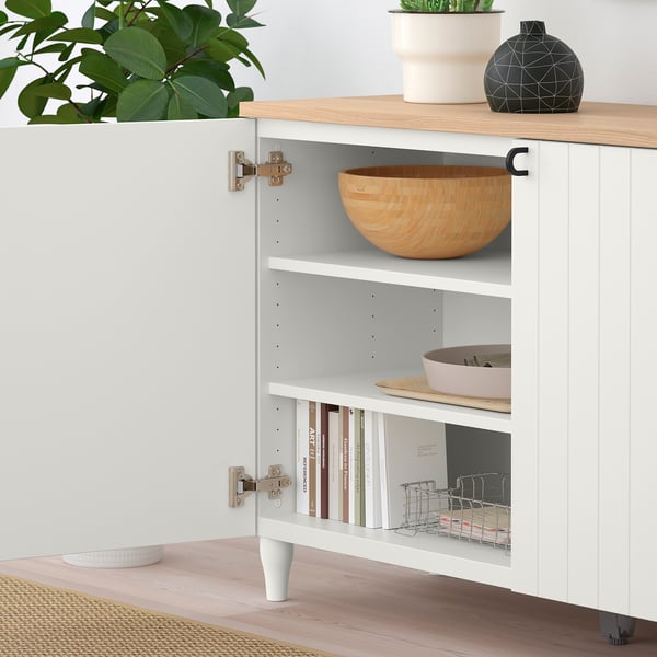 BESTÅ storage combination with doors, white/Sutterviken/Kabbarp white, 120x42x76 cm