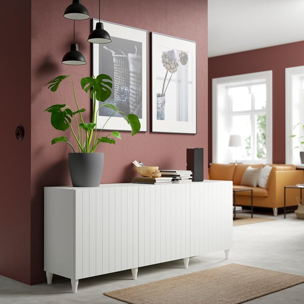 BESTÅ storage combination with doors, white/Sutterviken/Kabbarp white, 180x42x74 cm