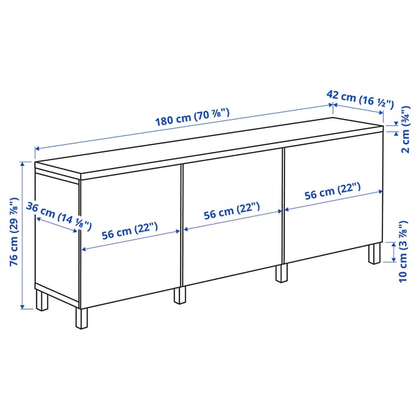 BESTÅ - BESTÅ Storage combination with doors, white/Sutterviken/Kabbarp white, 180x42x76 cm