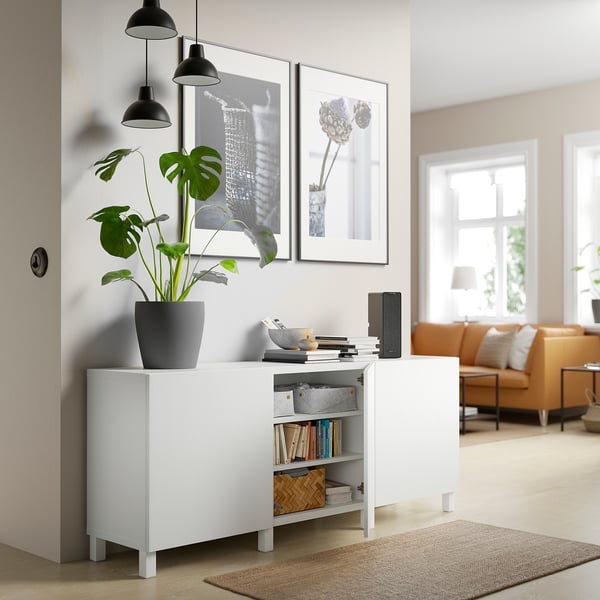 BESTÅ storage combination with doors, white/Timmerviken/Stubbarp white, 180x42x74 cm