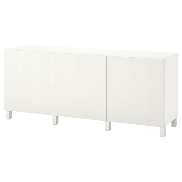 BESTÅ - Storage combination with doors, white/Timmerviken/Stubbarp white, 180x42x74 cm