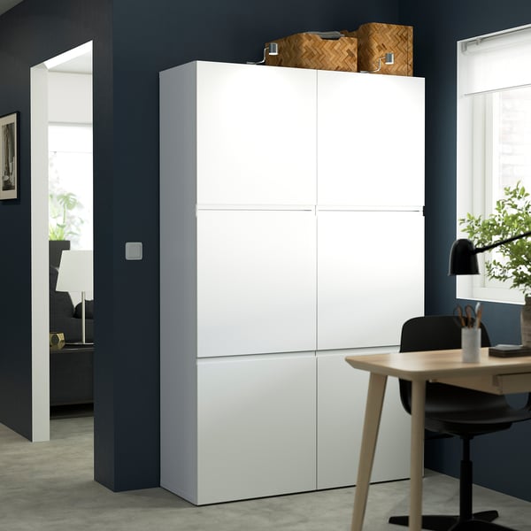 BESTÅ storage combination with doors, white/Västerviken white, 120x42x193 cm