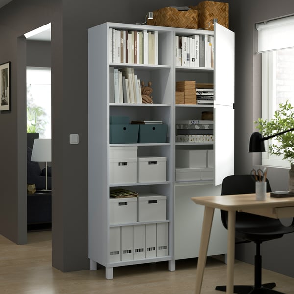 BESTÅ storage combination with doors, white/Västerviken white, 120x42x202 cm