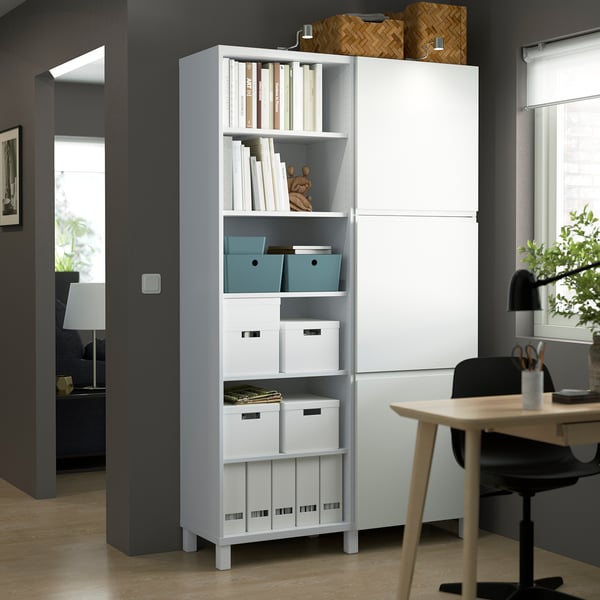 BESTÅ storage combination with doors, white/Västerviken white, 120x42x202 cm