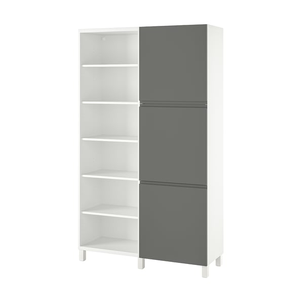 BESTÅ storage combination with doors, white/Västerviken dark grey, 120x42x202 cm