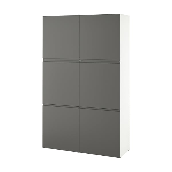 BESTÅ storage combination with doors, white/Västerviken dark grey, 120x42x193 cm