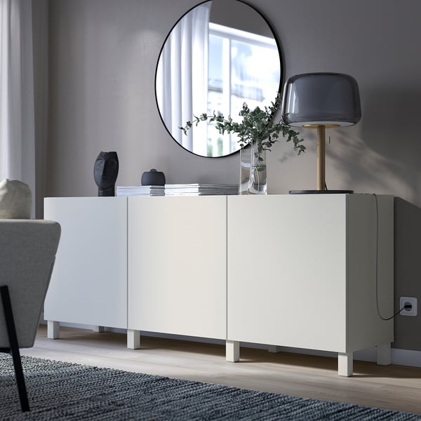 BESTÅ storage combination with doors, white/Valviken, 180x42x74 cm