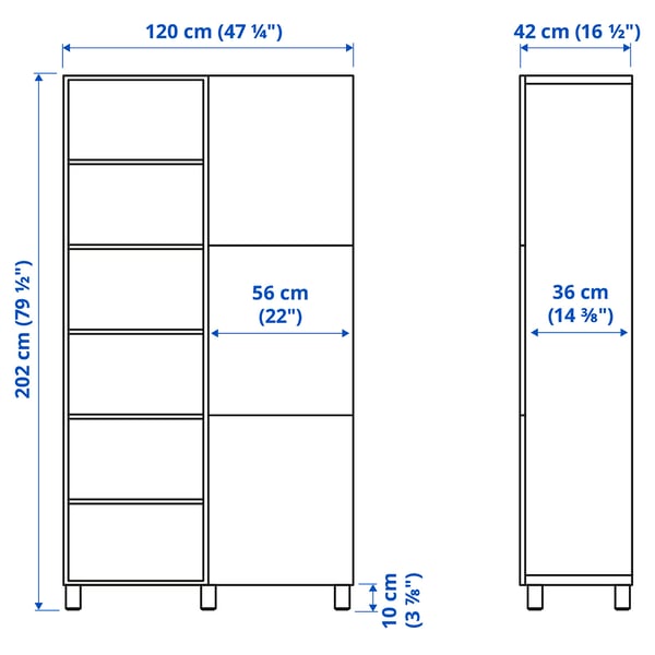 BESTÅ - Cabinet with doors , 120x42x202 cm