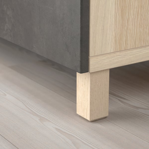 BESTÅ - BESTÅ Storage combination with doors, white stained oak effect Kallviken/Stubbarp/dark grey concrete effect, 180x42x74 cm