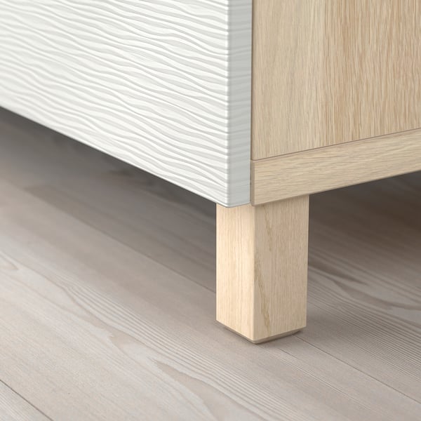 BESTÅ storage combination with doors, white stained oak effect/Laxviken/Stubbarp white, 180x42x74 cm