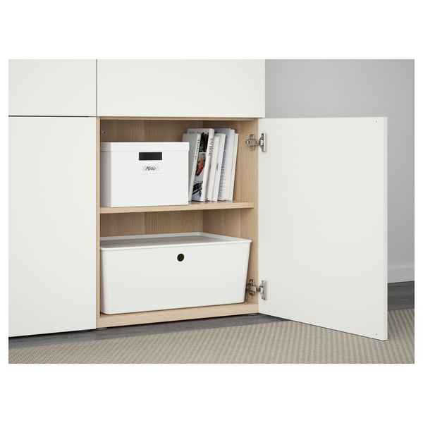 BESTÅ - BESTÅ Storage combination with doors, white stained oak effect/Lappviken white, 120x42x193 cm