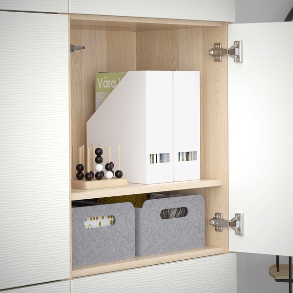 BESTÅ - BESTÅ Storage combination with doors, white stained oak effect/Laxviken white, 120x42x193 cm