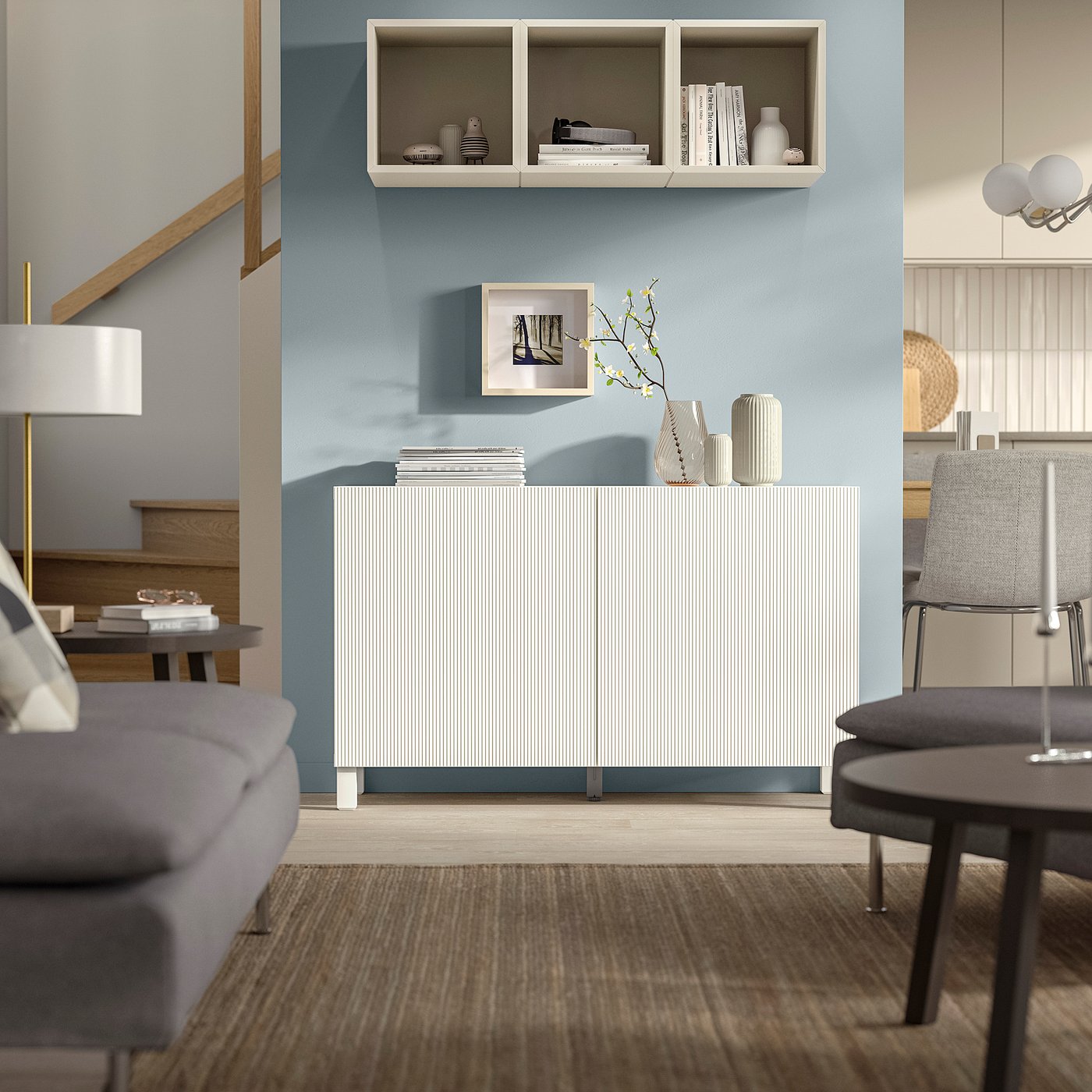BESTÅ storage combination with doors, Förvaltare white/Stubbarp white, 120x42x74 cm