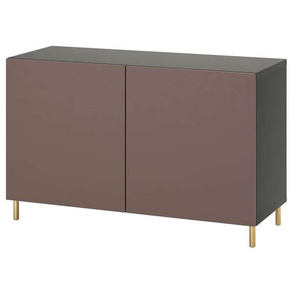 BESTÅ storage combination with doors, dark grey/Hjortviken/Ösarp brown, 120x42x74 cm