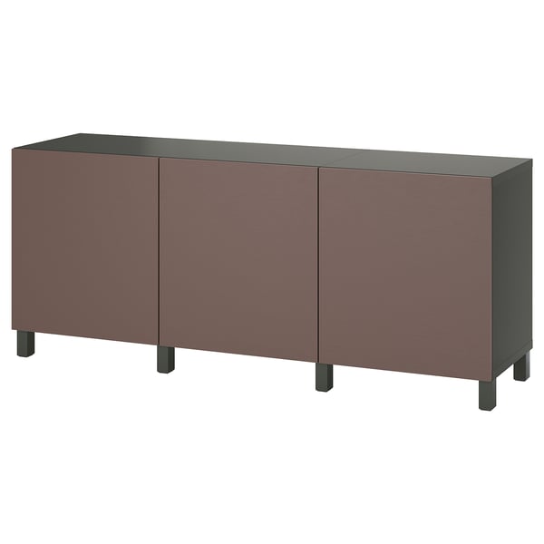 BESTÅ - Cabinet with doors, dark grey/Hjortviken/Stubbarp brown, ,