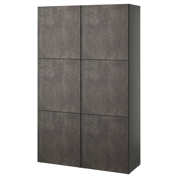 BESTÅ storage combination with doors, dark grey/Kallviken dark grey, 120x42x193 cm