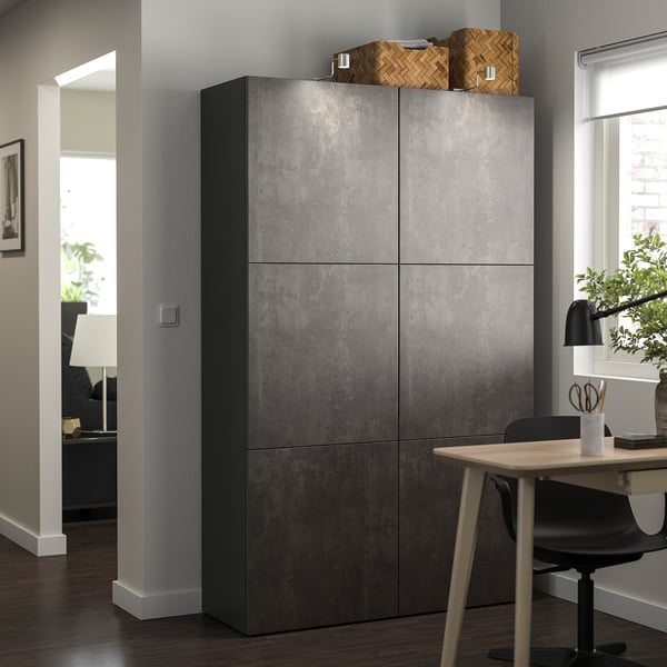 BESTÅ storage combination with doors, dark grey/Kallviken dark grey, 120x42x193 cm