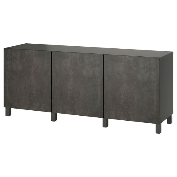 BESTÅ - BESTÅ Storage combination with doors, dark grey/Kallviken/Stubbarp dark grey, 180x42x74 cm