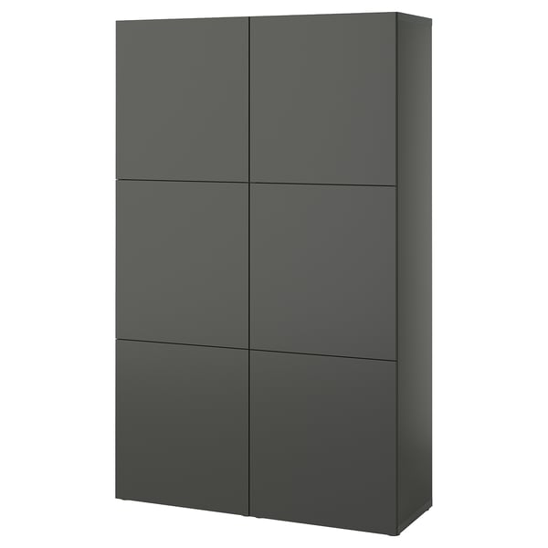 BESTÅ - BESTÅ Storage combination with doors, dark grey/Lappviken dark grey, 120x42x193 cm