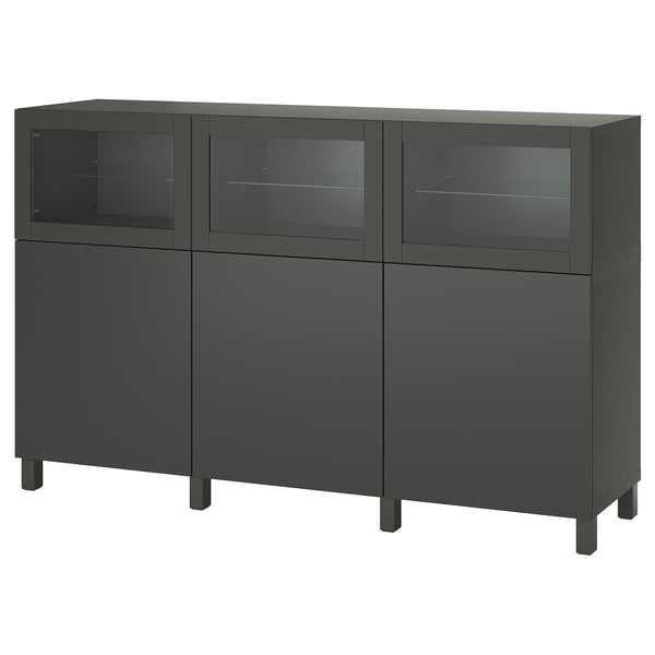 BESTÅ storage combination with doors, dark grey Lappviken/Sindvik dark grey, 180x42x112 cm