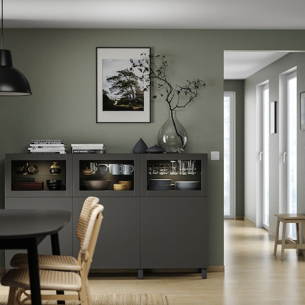 BESTÅ - Storage combination with doors, dark grey Lappviken/Sindvik dark grey, 180x42x112 cm