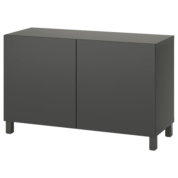 BESTÅ - BESTÅ Storage combination with doors, dark grey/Lappviken/Stubbarp dark grey, 120x42x74 cm