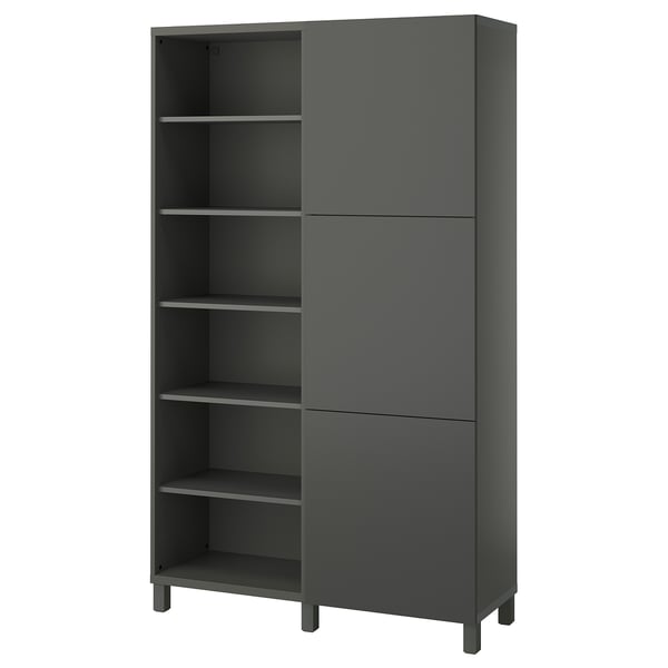 BESTÅ storage combination with doors, dark grey/Lappviken/Stubbarp dark grey, 120x42x202 cm