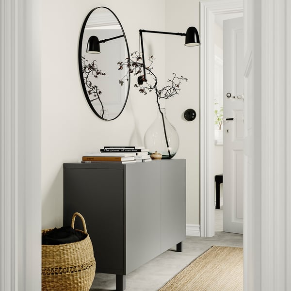 BESTÅ - BESTÅ Storage combination with doors, dark grey/Lappviken/Stubbarp dark grey, 120x42x74 cm