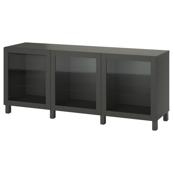 BESTÅ - BESTÅ Storage combination with doors, dark grey/Sindvik/Stubbarp dark grey, 180x42x74 cm