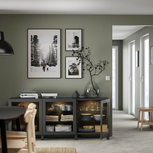 BESTÅ storage combination with doors, dark grey/Sindvik/Stubbarp dark grey, 180x42x74 cm