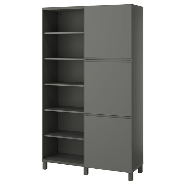 BESTÅ storage combination with doors, dark grey/Västerviken dark grey, 120x42x202 cm