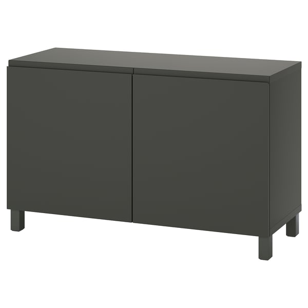 BESTÅ - BESTÅ Storage combination with doors, dark grey/Västerviken/Stubbarp dark grey, 120x42x74 cm