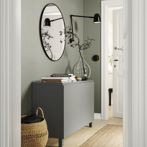 BESTÅ storage combination with doors, dark grey/Västerviken/Stubbarp dark grey, 120x42x74 cm