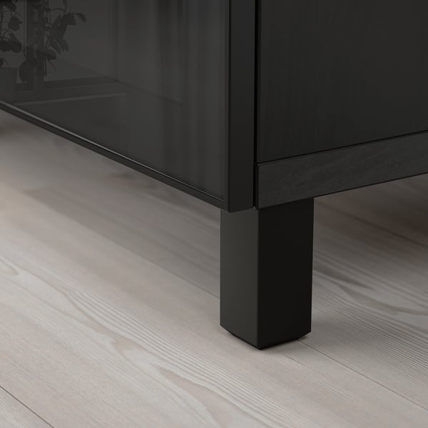 BESTÅ storage combination with doors, black-brown/Glassvik/Stubbarp black/clear glass, 180x42x74 cm