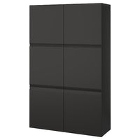 BESTÅ storage combination with doors, black-brown/Hammarsmed anthracite, 120x42x193 cm