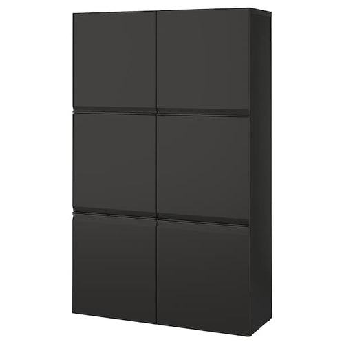 BESTÅ - BESTÅ Storage combination with doors, black-brown/Hammarsmed anthracite, 120x42x193 cm
