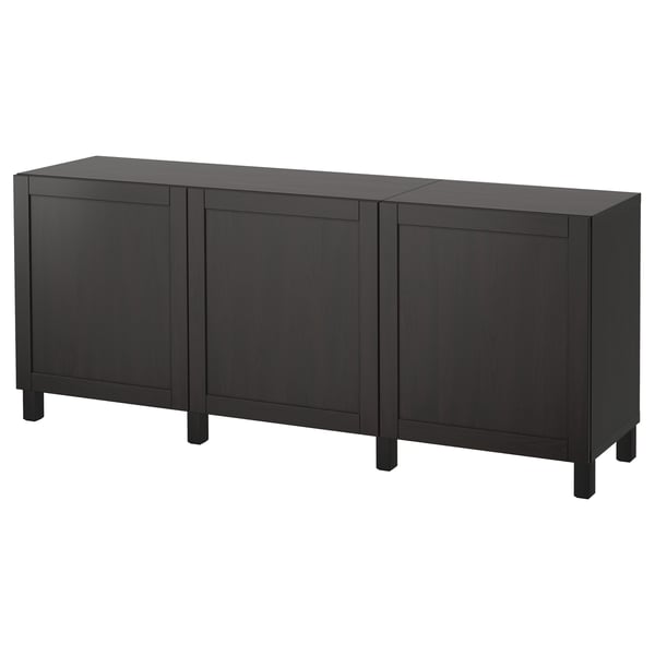 BESTÅ storage combination with doors, black-brown/Hanviken/Stubbarp black-brown, 180x42x74 cm